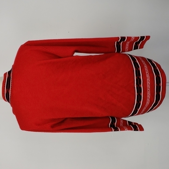 ELITEX New Zealand Fine Wool Blend Cardigan Red & Black with Suede Accents EUC - Picture 3 of 14